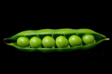 Poster - A green pea pod containing six green peas.