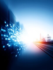 Poster - Logistics Global Trade - Symbolizing global trade, transformation, efficient logistics, data flow, and technological advancement in shipping and supply chain