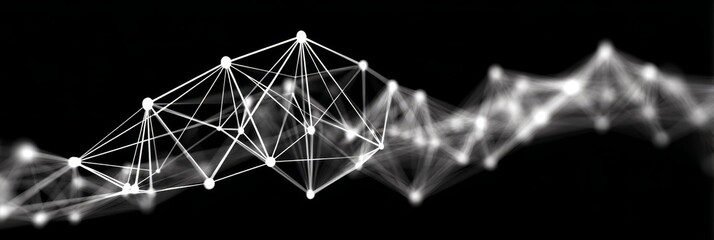Poster - Abstract Network Connections Flow - Symbolizing connection, technology, network, innovation, and data flow. A visually striking abstract representation of interconnected nodes and lines
