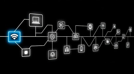 Poster - abstract network illustration of interconnected technology - global network, connection, technology 