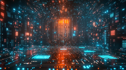 data exchange, digital technology background, software development, cloud computing. business intell