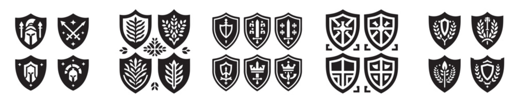 shield silhouette icon vector set