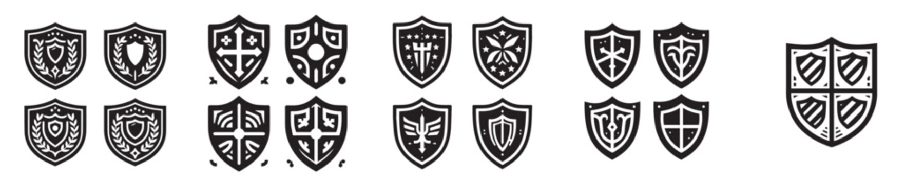 shield silhouette icon vector set