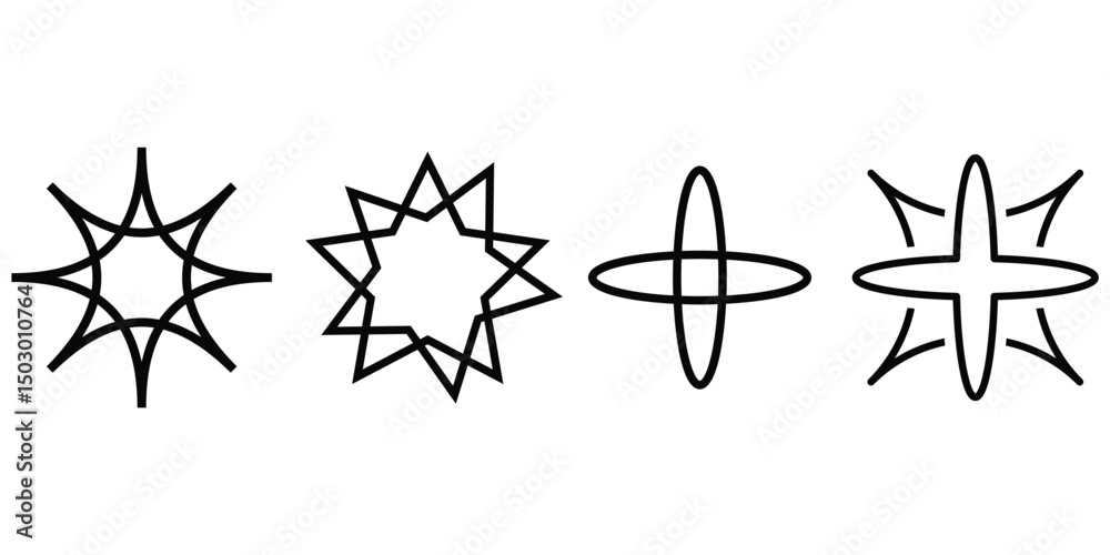  set of star sparkle icon, Shine star icon vector illustration symbol. 