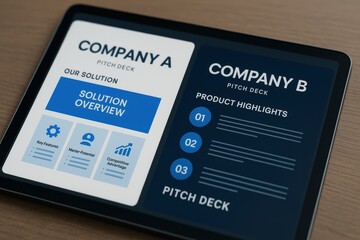 Poster - Digital Presentation of Company Solutions on Tablet with Clean Modern Design