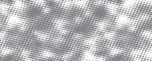 Poster - Dots halftone white gray color pattern gradient texture with technology digital background. Dots pop art comics with summer background. vectors