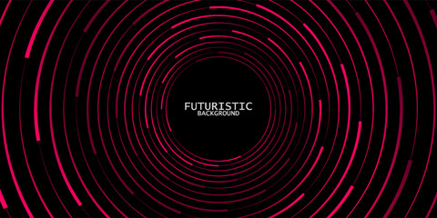 Wall Mural - 3d red black dynamic techno background on dark space. tech banner with rotating circles style decora