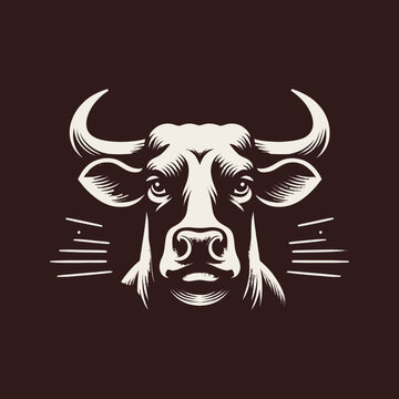 Cow Head vintage badge logo icon design