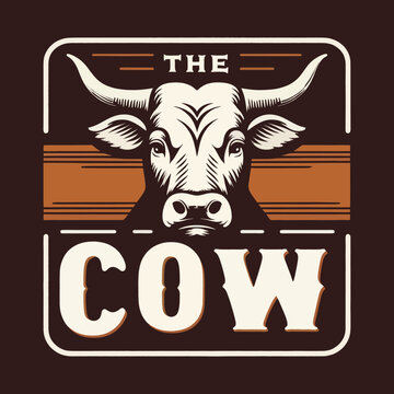 Cow Head vintage badge logo icon design