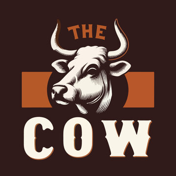 Cow Head vintage badge logo icon design
