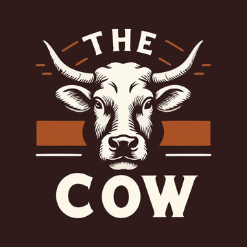 Cow Head vintage badge logo icon design
