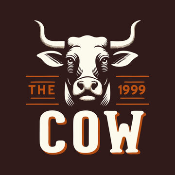 Cow Head vintage badge logo icon design
