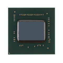Poster - Single microchip in the center of a white background. Perfect for technical illustrations and infographics.