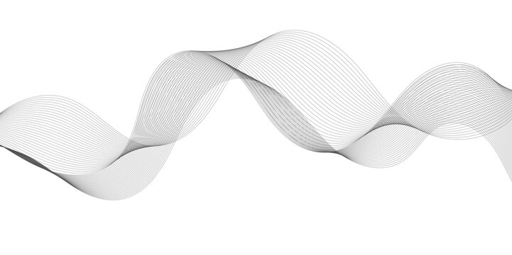 Abstract digital stylized black and grey curved wavy line art element for design white Striped line texture background. Vector illustration.	