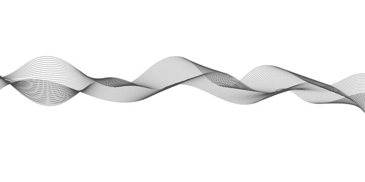 Abstract digital stylized black and grey curved wavy line art element for design white Striped line texture background. Vector illustration.	