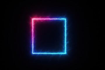 Poster - Vibrant electric square frame glowing against a dark backdrop enhancing artistic expression