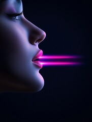 Poster - Woman's Profile with Pink and Purple Energy Waves