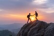 © Dzikrul Husnani - Sunset Hikers: A Serene Silhouette on a Mountain Peak