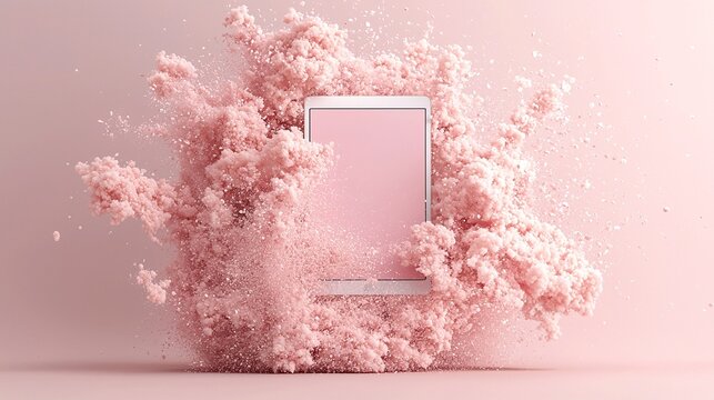 Pink Tablet Mockup in Soft Coral Explosion