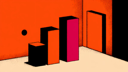 Wall Mural - Abstract geometric shapes in a minimalist space, colors, shape. shape minimalism. Illustration