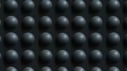 Poster - Seamless looping pattern of matte black spheres in grid layout.