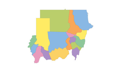  Multicolor Map of Sudan with States