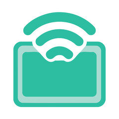 Poster - Turquoise rectangle with wireless signal