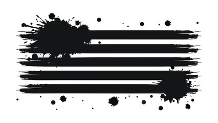 Poster - Abstract black paint strokes resembling a flag, featuring horizontal stripes and splashes of black ink. The design is set against a white background, giving it a bold and artistic appearance.