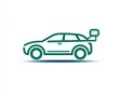 ©  Green Creator - Electric car icon in green outline on white, minimalist ecotransport concept