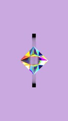 Poster - 3d glass rotating transparent octagon and circle with dispersion effect. Trendy iridescent colors. 4k seamless looped vertical animation.