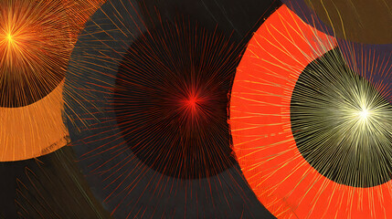 Wall Mural - vibrant neon abstract shapes create dynamic geometry in vivid display. visual rhythm. illustration