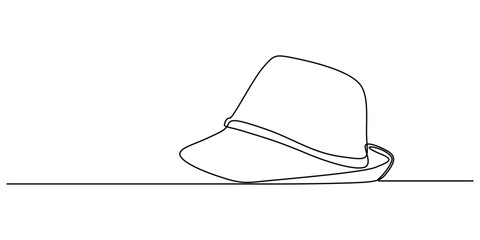 Aufkleber - Continuous one line art drawing leprechaun hat, One line drawing. Continuous line art. Leprechaun hat with clover leaf. Hand drawn minimalistic design for simple logo, icon or emblem for St. Patrick. 