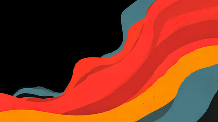 Wall Mural - Abstract wave design, intricate overlapping lines, vibrant flat colors, modern aesthetic, dynamic visual flow, harmonious composition, contemporary art. flat rhythm. Illustration