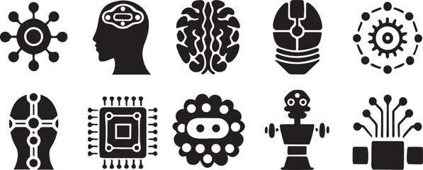 Poster - Artificial Intelligence Technology Line Icons Set