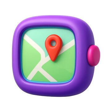 3D Cartoon Map Icon Location Pin