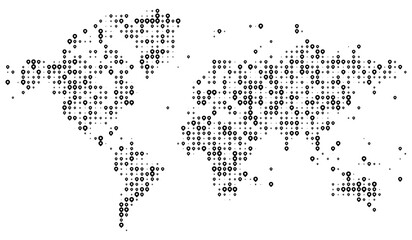  Location shape dotted world map design. Explore geography location shape world map crafted with detailed points and minimalist style. The dotted world map outlines global continents