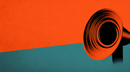 Wall Mural - Minimalistic announcement theme featuring a megaphone with subtle sound wave graphics radiating outward, set against a blank background with ample copy space. protest graphics. Illustration