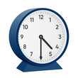 © lemugraphics - It is half past four, half past 4, 30 minutes past 4, 04 30, 16 30, 4 30 am, 4 30 pm, 30 minutes to 5 oclock. Realistic 3d illustration dark blue table clock png transparent