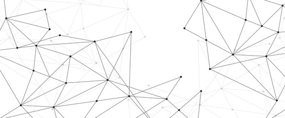Leinwandbilder - Abstract geometric background with connecting dots and lines with low poly triangle shapes. Polygonal Mesh Background Vector design digital technology concept Global network connection data structure.