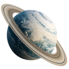 Wall Mural - Beautiful fictional ringed gas giant planet isolated on a transparent background