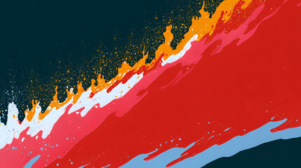 Wall Mural - Vibrant abstract paint splash in various colors, creating a dynamic and artistic background perfect for creative projects and digital designs. layered rhythm. Illustration