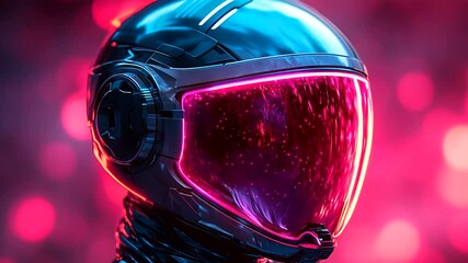 Poster - Futuristic helmet with vibrant lighting.
