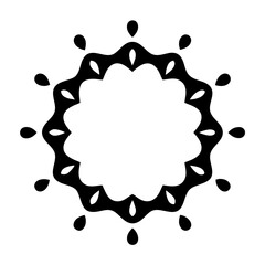 Poster - Elegant decorative floral frame with stylized teardrop accents in black and white