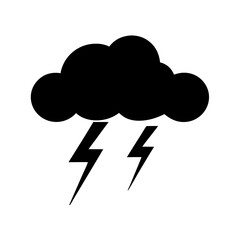 Wall Mural - Black cloud with two lightning bolts striking down during a storm