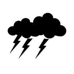 Wall Mural - Black silhouette of a stormy cloud with lightning bolts striking down below