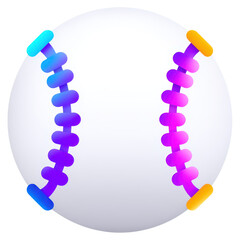 Poster - Colorful Abstract Baseball Graphic with Creative Stitching and Design, isolated on transparent background.