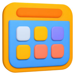 Poster - Colorful abstract calendar icon with geometric shapes and vibrant colors, isolated on transparent background.