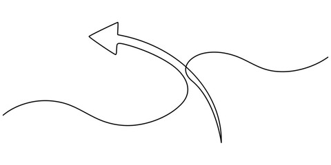 Poster - continuous line drawing of horizontal double arrow symbol. abstract line art illustration, One line continuous drawing of arrow pointing down. Linear drawing of cursor arrow. Editable stroke vector.