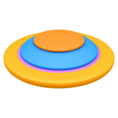 Poster - Colorful Circular Layers in Vibrant Tones of Blue, Orange, Pink, and Yellow, isolated on transparent background.