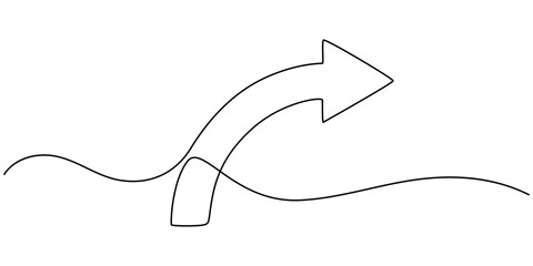 Poster - continuous line drawing of horizontal double arrow symbol. abstract line art illustration, One line continuous drawing of arrow pointing down. Linear drawing of cursor arrow. Editable stroke vector.